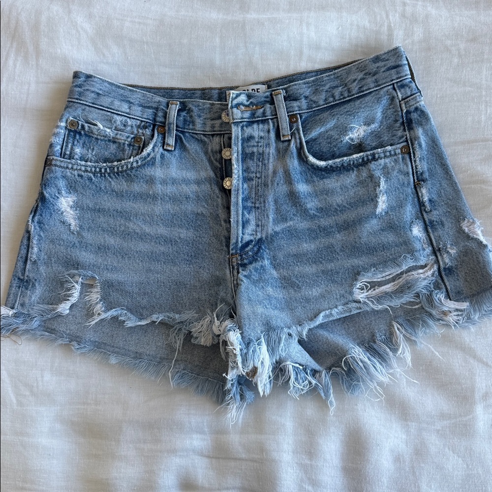 Agolde Light Blue Denim Shorts